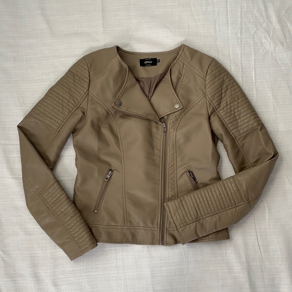 ONLY Faux leather beige jacket |size 34 - Picture 1 of 7